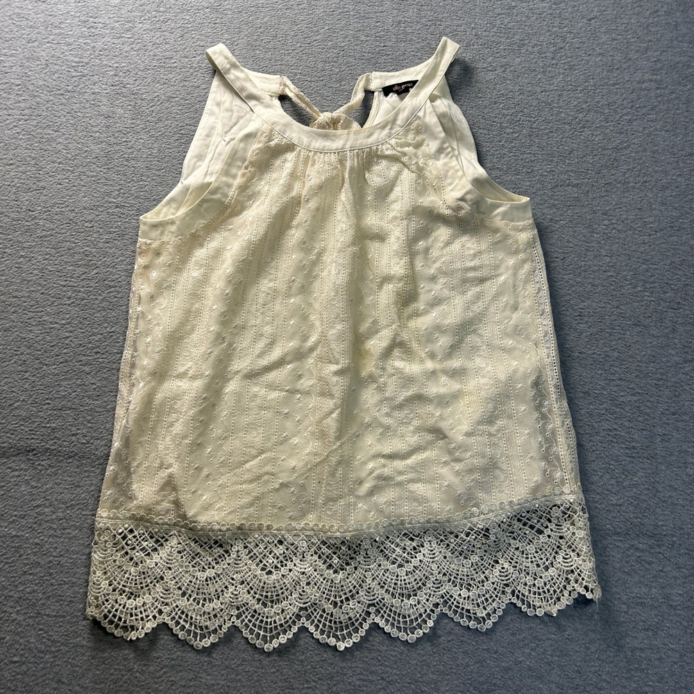 Ella Moss Sleeveless Tank Top Womens Small Ivory Embroidered Crochet Lace Boho